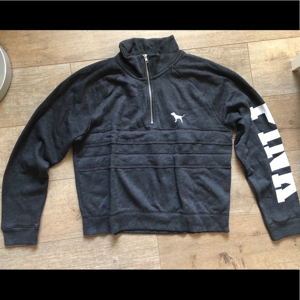 PINK Gray Quarter Zip Sweatshirt